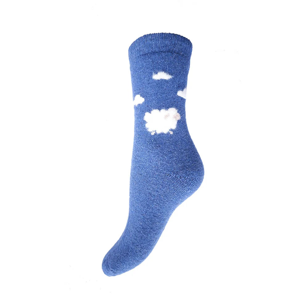 Fluffy Sheep & Clouds Wool Blend socks size 4-7 - The Nook