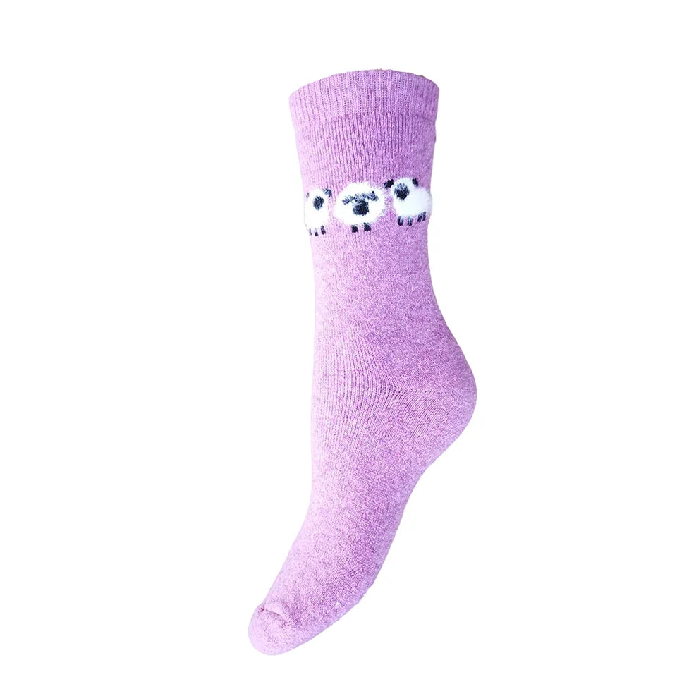 Fluffy Flock of Sheep Wool Blend socks size 4-7 - The Nook
