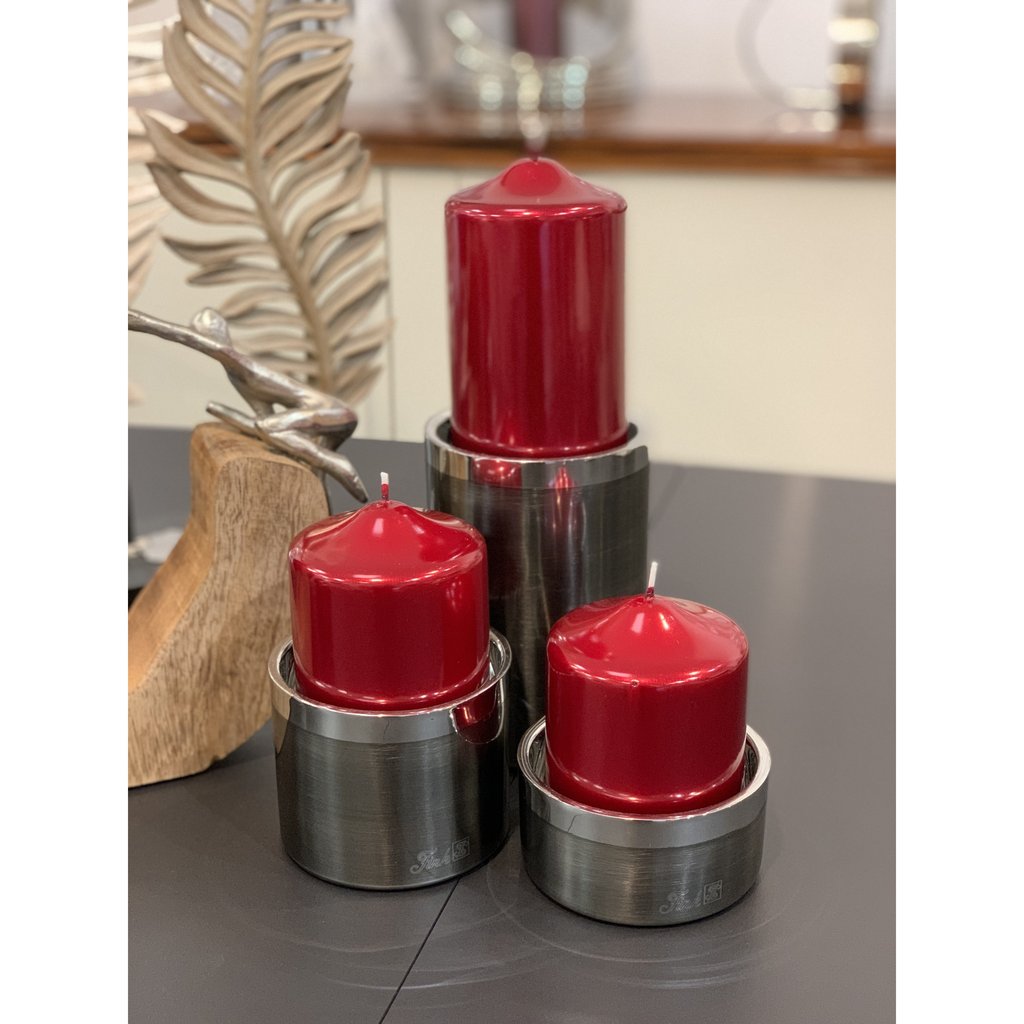 Red Metallic Pillar Candle
