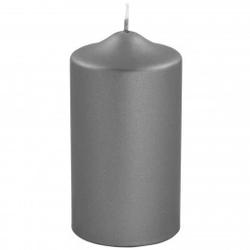 Grey Metallic Pillar Candle