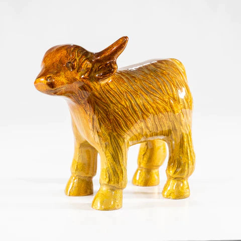 Brushed Gold Highland Cow Medium 8.5cm