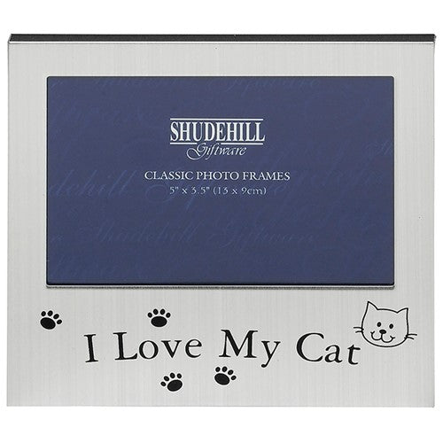 Satin Silver Frame 'I Love My Cat' by Joe Davies