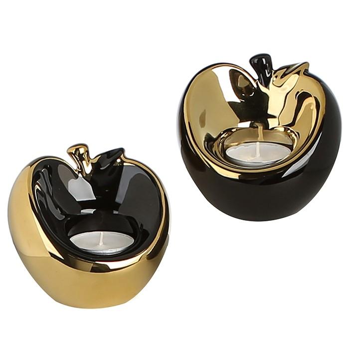 Black & Gold Apple Tealight Holder by Zinc