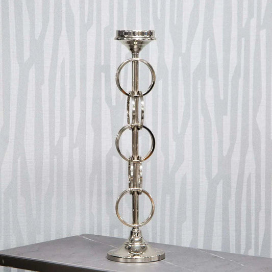 Polished Metal Large Candle Holder with Glass