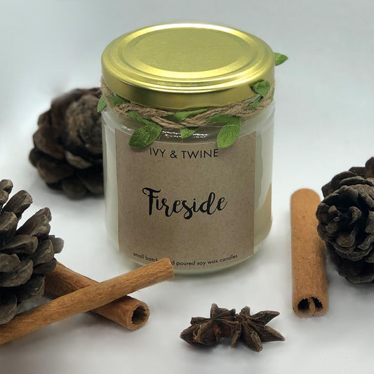 ivy and twine fireside candle 190g soy wax scottish