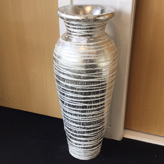Small Metallic Silver Stripe Vase by Wilde Java