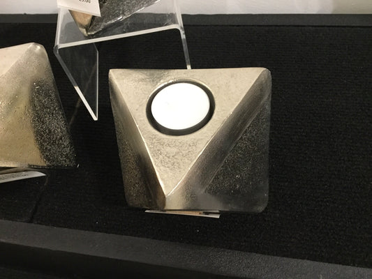 Medium Nickel Octahedron Tealight Holder by CIMC