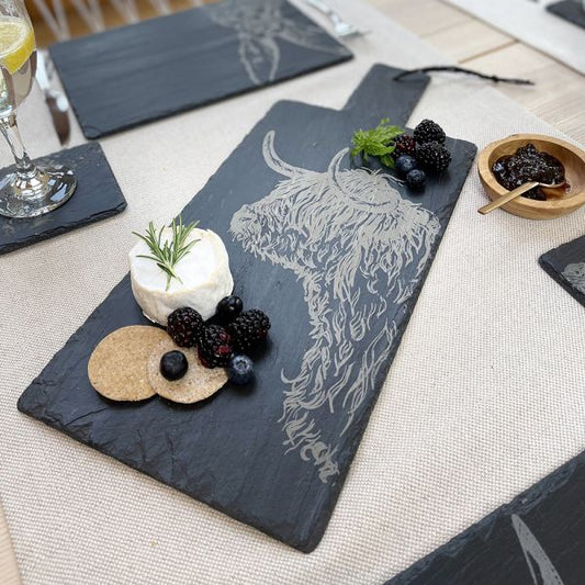 Slate Serving Paddle - Highland Cow by The Just Slate Company