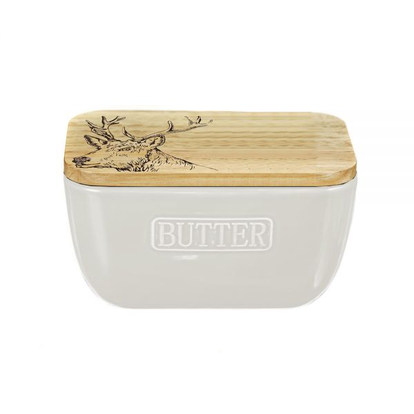 White Butter Dish - Stag by Selbrae House
