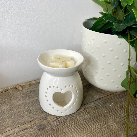 White Dotty Heart Cut Out Burner by Ivy & Twine